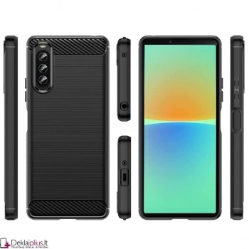 Carbon guminis dėklas - juodas (Sony Xperia 10 IV)